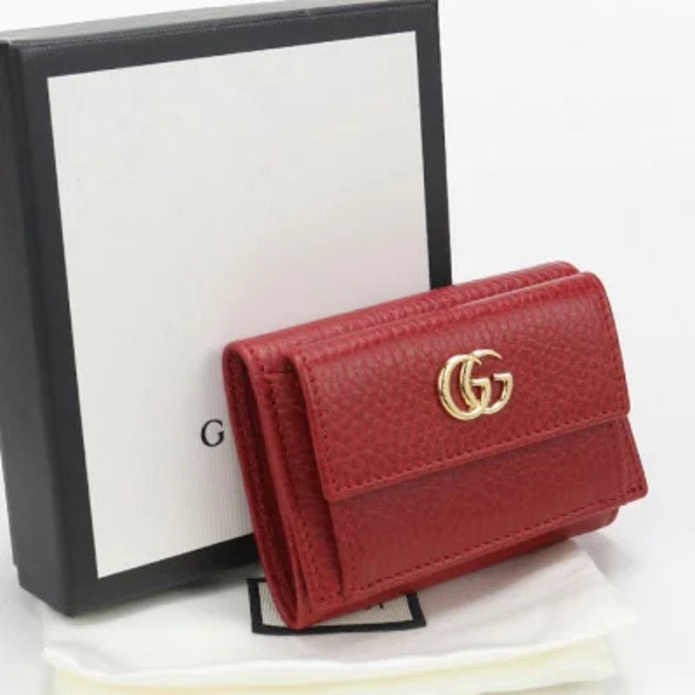 Gucci GG Marmont trifold wallet red leather